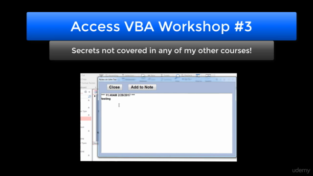 Workshop 3: Access VBA, Design and Advanced Methods – Screenshot 1