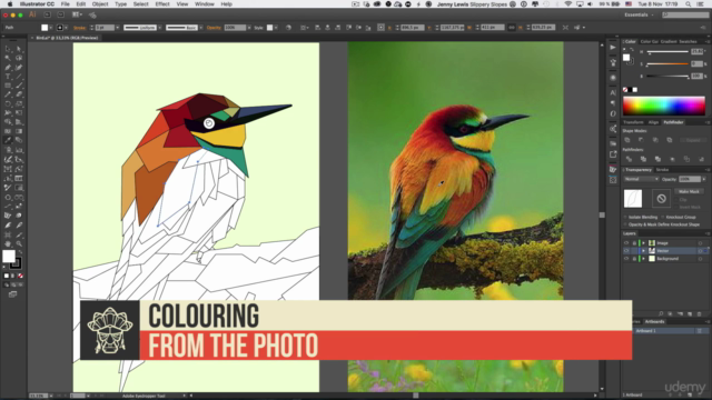 Triangulated Bird: Origami Styled Bird in Adobe Illustrator – Screenshot 2
