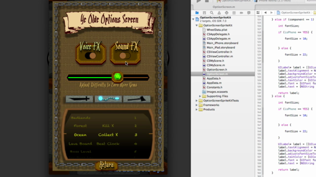 iOS 7 Option Screens for UIView or Sprite Kit Based Apps – Screenshot 1