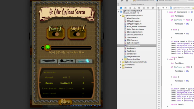 iOS 7 Option Screens for UIView or Sprite Kit Based Apps – Screenshot 2
