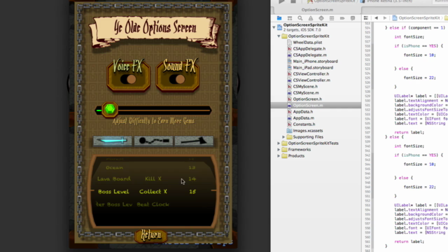 iOS 7 Option Screens for UIView or Sprite Kit Based Apps – Screenshot 4