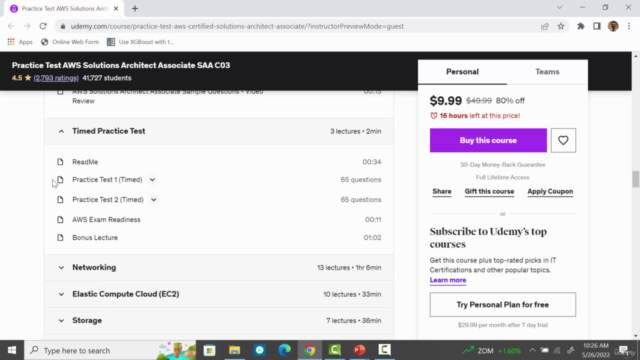 Practice Test AWS Solutions Architect Associate SAA C03 – Screenshot 3