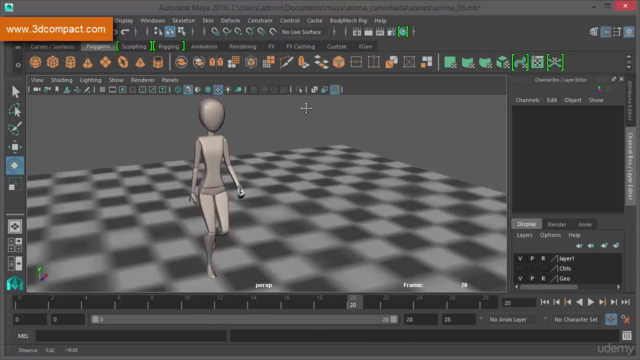 Maya: Animando Caminhada de Personagem. – Screenshot 4