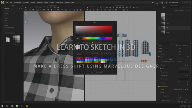 Fashion Design: Collar, Buttons and Cuffs Marvelous Designer – Screenshot 1