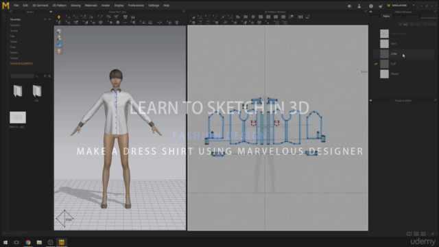 Fashion Design: Collar, Buttons and Cuffs Marvelous Designer – Screenshot 2