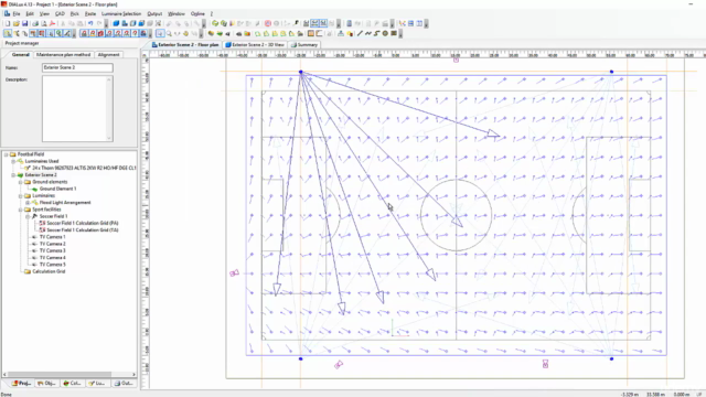 Football Lighting Design w/ Camera using Dialux – Screenshot 4