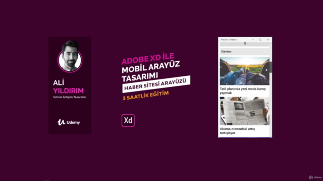 Adobe XD ile Etkileşimli Mobil Arayüz Tasarımı: Haber Sitesi – Screenshot 1
