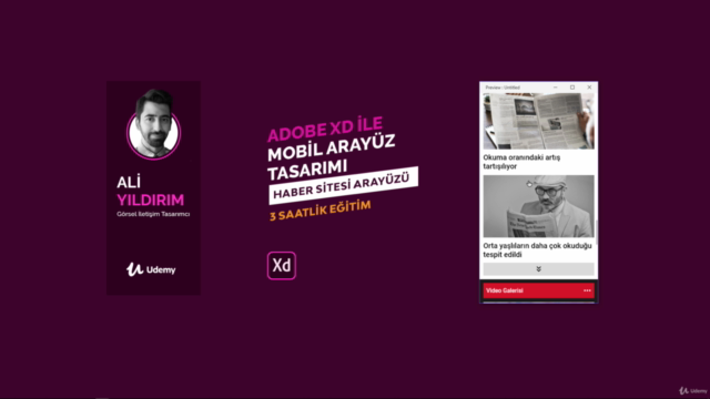 Adobe XD ile Etkileşimli Mobil Arayüz Tasarımı: Haber Sitesi – Screenshot 3