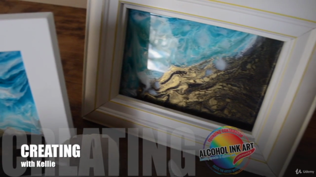 Alcohol Ink Art & Resin Glass Frame Abstract Wave Painting – Screenshot 1