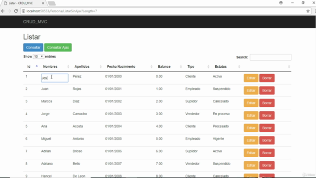 CRUD ASP.NET MVC – Screenshot 2