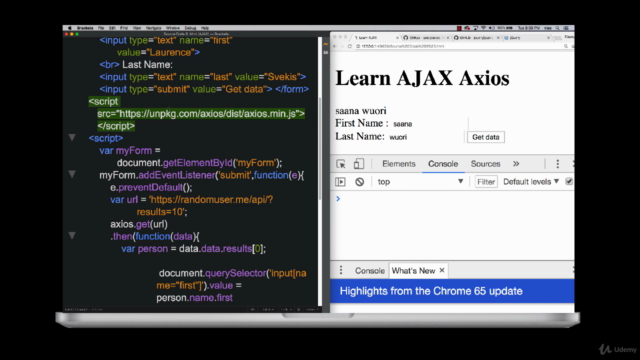 AJAX using JavaScript Libraries jQuery and Axios – Screenshot 1
