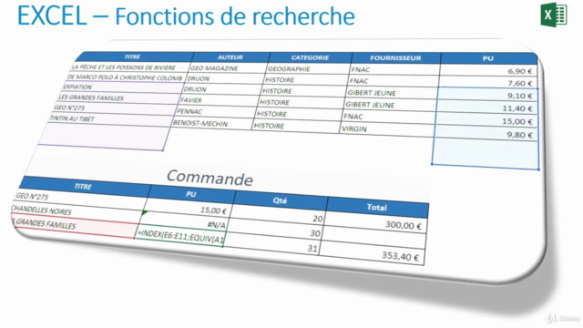 Excel : FONCTIONS DE RECHERCHE – Screenshot 4