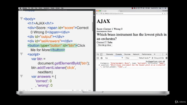 AJAX API exercises JavaScript Trivia web application – Screenshot 2