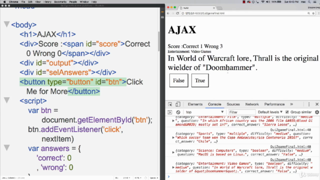 AJAX API exercises JavaScript Trivia web application – Screenshot 4