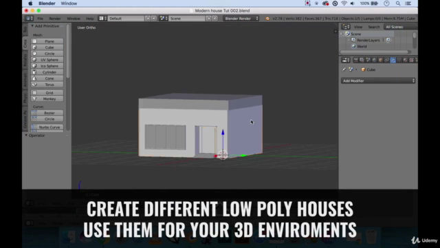 3D House Design in Blender: Make Low Poly Art for Unity® - Screenshot_02