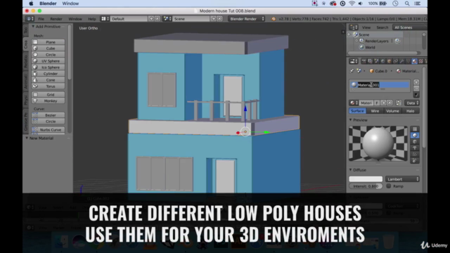 3D House Design in Blender: Make Low Poly Art for Unity® - Screenshot_03