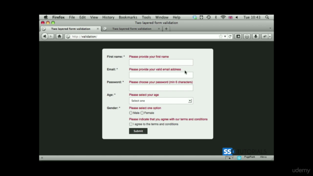 Two-layered online form validation with jQuery and PHP – Screenshot 1