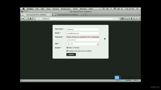 Two-layered online form validation with jQuery and PHP – Screenshot 3