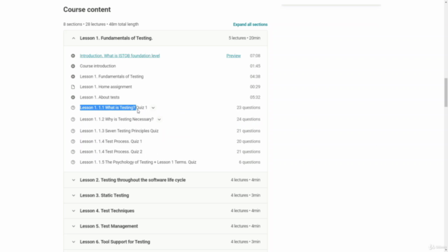 ISTQB Foundation Level preparation course+1000quiz examples – Screenshot 4