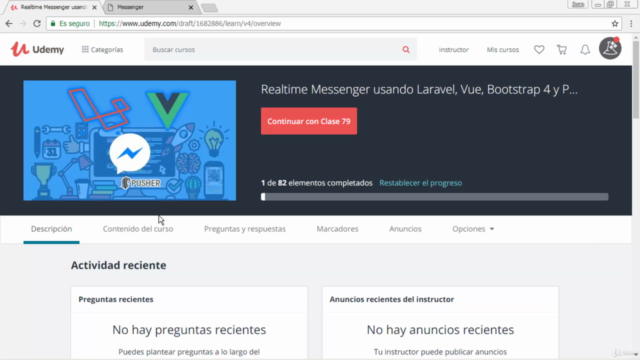 Realtime Messenger usando Laravel, Vue, Bootstrap 4 y Pusher - Screenshot_01