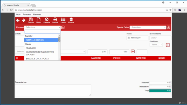 Master Detail ASP.NET MVC – Screenshot 1