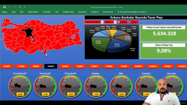 Harita Üzerinde Excel Dashboard – Screenshot 1