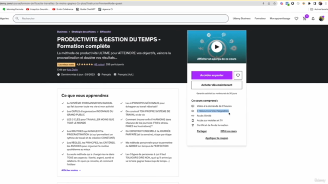 PRODUCTIVITE & GESTION DU TEMPS - Formation complète 2023 ! – Screenshot 1