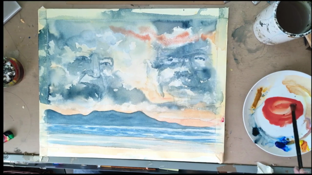 Watercolour painting. A stunning memorial portrait, sunset. - Screenshot_03