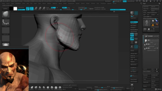 Creating characters for video games on Zbrush- Kratos Vol 1 - Screenshot_03