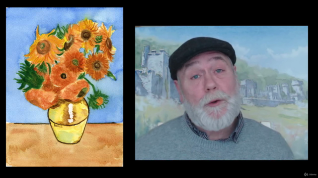 Watercolour painting. Paint Van Gogh sunflowers.For beginner - Screenshot_01