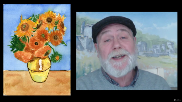 Watercolour painting. Paint Van Gogh sunflowers.For beginner - Screenshot_03