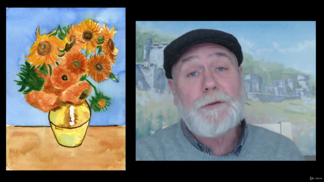 Watercolour painting. Paint Van Gogh sunflowers.For beginner - Screenshot_04