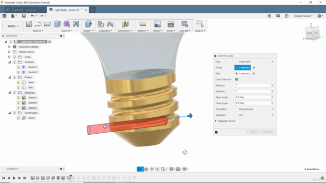 Design a Working Light Bulb - Fusion 360 for 3D Printing - Screenshot_02