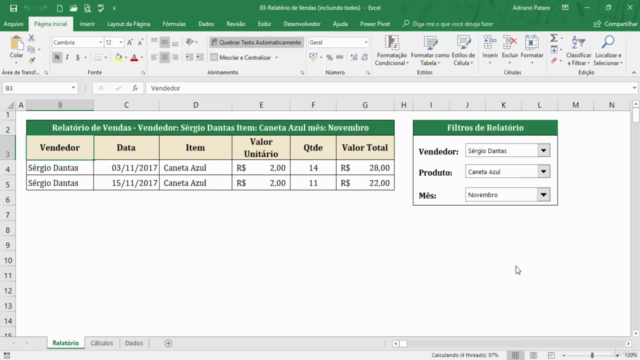 Curso de Excel Avançado - Relatórios Usando Controles – Screenshot 3
