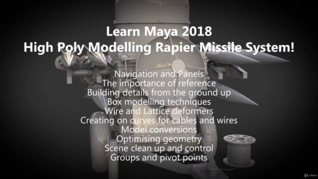 Learn Maya 2018 - High Poly Modelling Rapier Missile System! – Screenshot 3