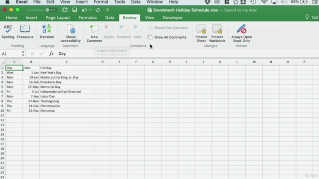 Excel for Mac Basics – Screenshot 1