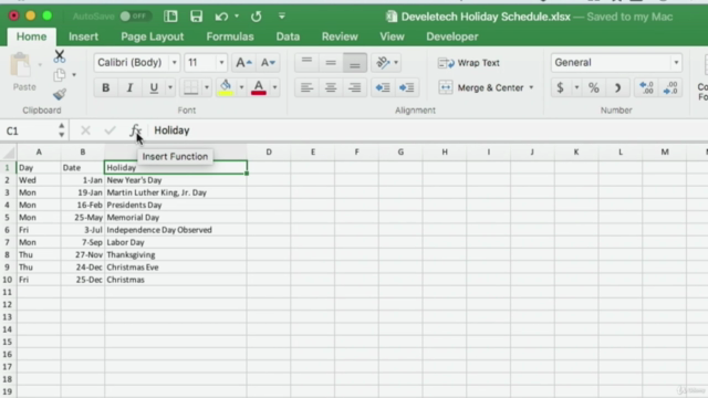 Excel for Mac Basics – Screenshot 2