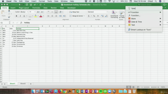 Excel for Mac Basics – Screenshot 3