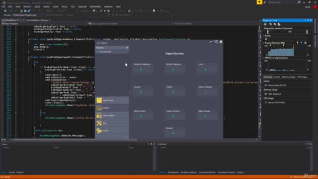 C# DEVEXPRESS İLE BAŞTAN SONA DEPO PROGRAMI – Screenshot 3