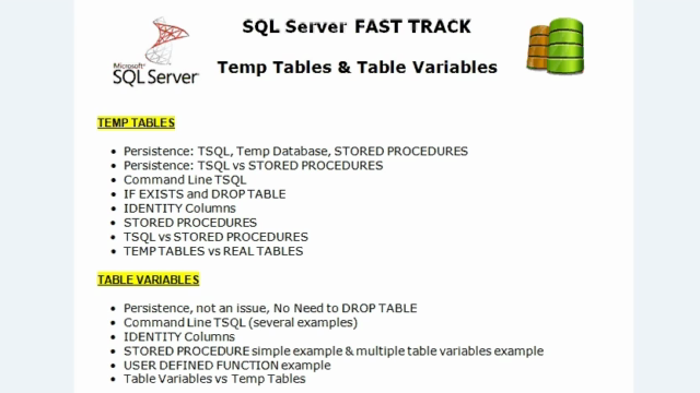 SQL Server FAST TRACK - Temp Tables and Table Variables – Screenshot 4