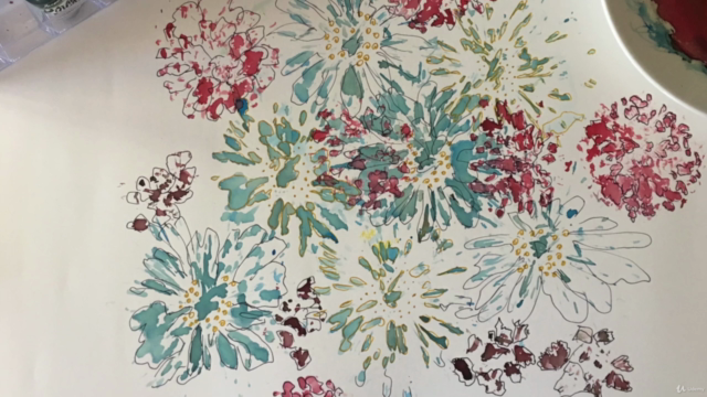 How to paint with Alcohol inks - Birch Tree and Flowers – Screenshot 4