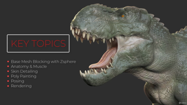 Realistic Dinosaur Sculpting & Texturing in Zbrush for Film - Screenshot_02