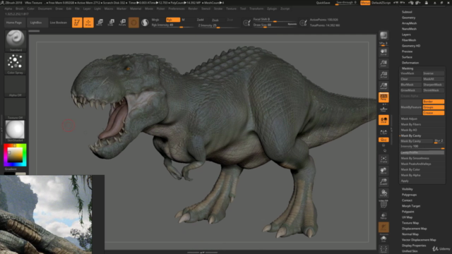 Realistic Dinosaur Sculpting & Texturing in Zbrush for Film - Screenshot_03