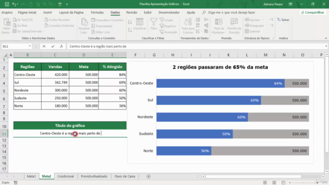 Curso de Excel Avançado - Gráficos Previsto e Realizado – Screenshot 3