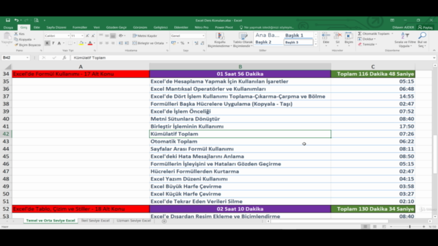 MS Excel - Sıfırdan Excel Öğreniyorum - Temel ve Orta Seviye - Screenshot_02