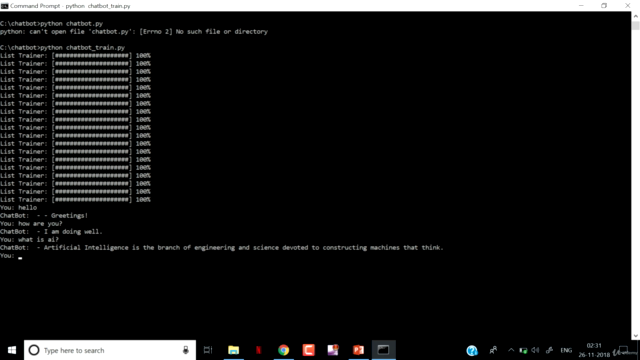 Create a Simple ChatBot using Python – Screenshot 3