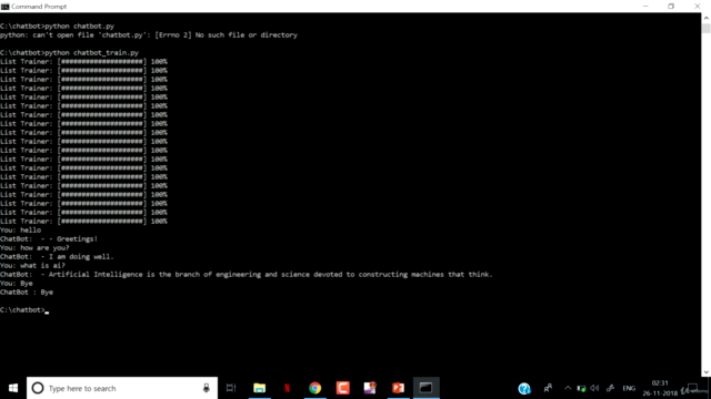 Create a Simple ChatBot using Python – Screenshot 4