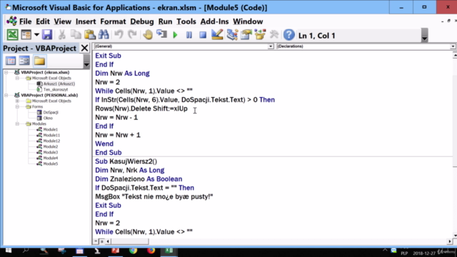 Programowanie w Visual Basic (VBA) w Excelu – Screenshot 2