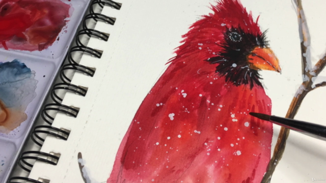 Winter 3 Watercolor Scenes For Beginners - Cardinal - Screenshot_01