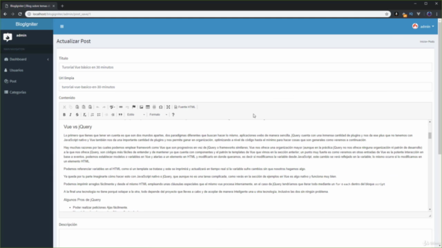 Máster en CodeIgniter 3 con Bootstrap 4 y Vue - Desde Cero – Screenshot 4